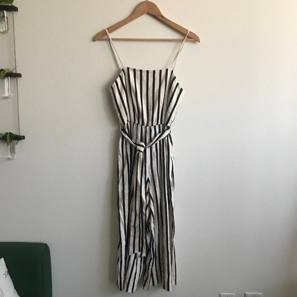 alice + olivia Black and White Striped Jumpsuit Spaghetti Strap Summer Romper 0 - Picture 12 of 12